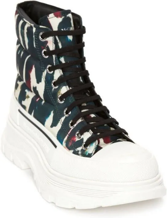 Alexander McQueen graffiti-print high-top sneakers Green