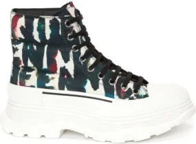 Alexander McQueen graffiti-print high-top sneakers Green