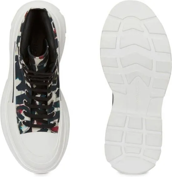 Alexander McQueen graffiti-print high-top sneakers Green