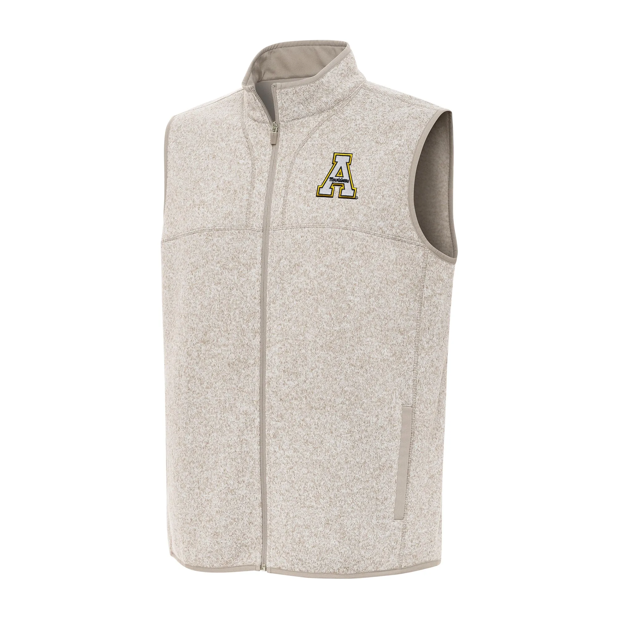 Antigua Appalachian State Mountaineers Heather Oatmeal Fortune Full-Zip Vest