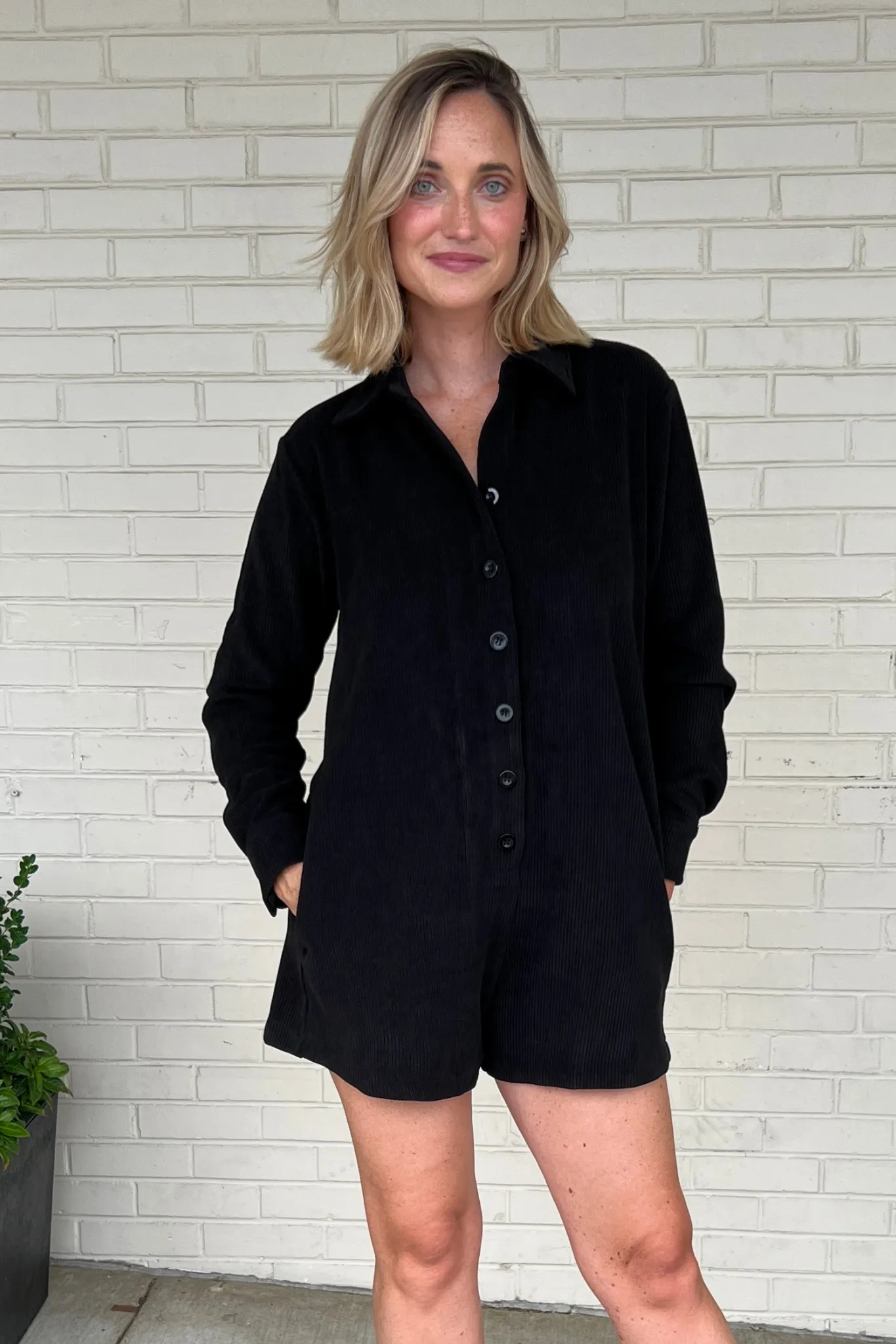 Artsy Corduroy Long Sleeve Romper