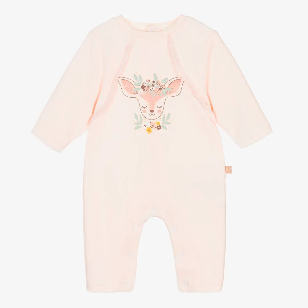 Baby Girls Pink Velour Romper