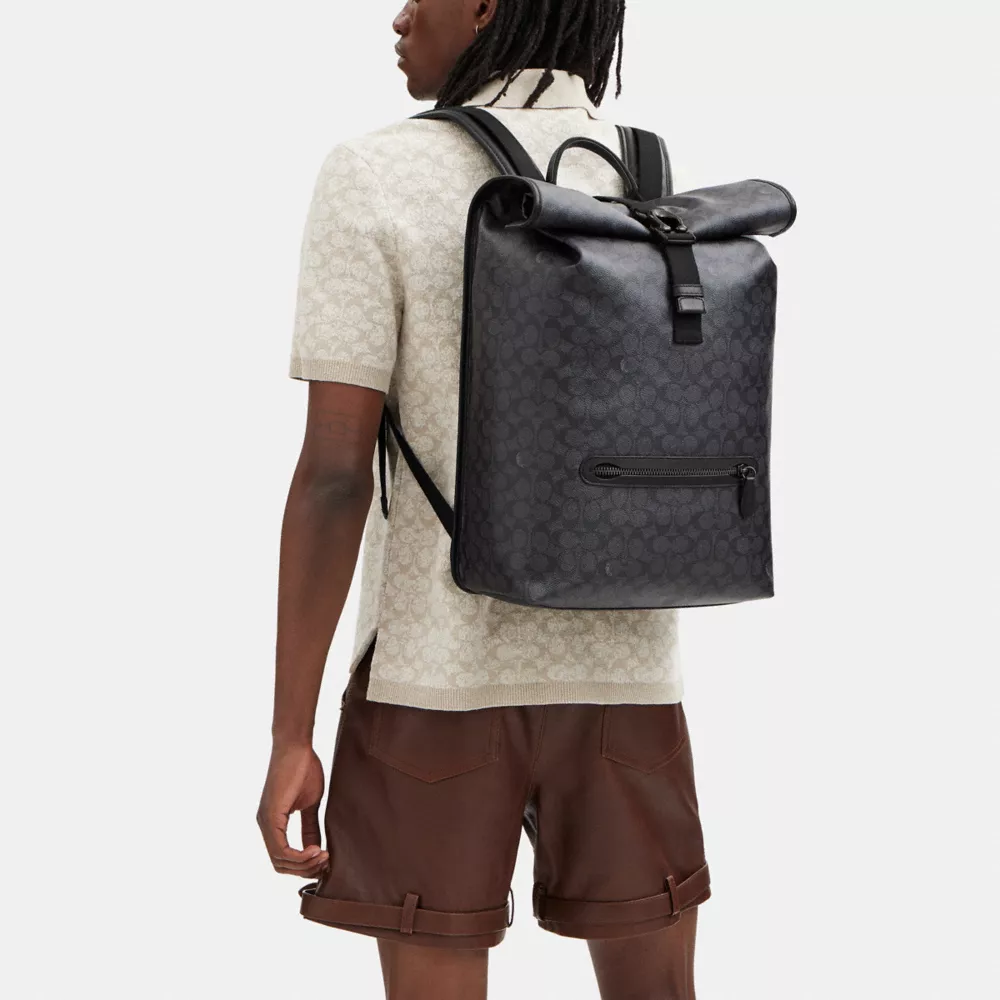 BECK ROLL TOP BACKPACK IN SIGNATURE CANVAS