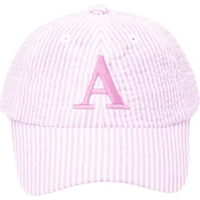 Bits & Bows Customizable Seersucker Baseball Hat, Pink