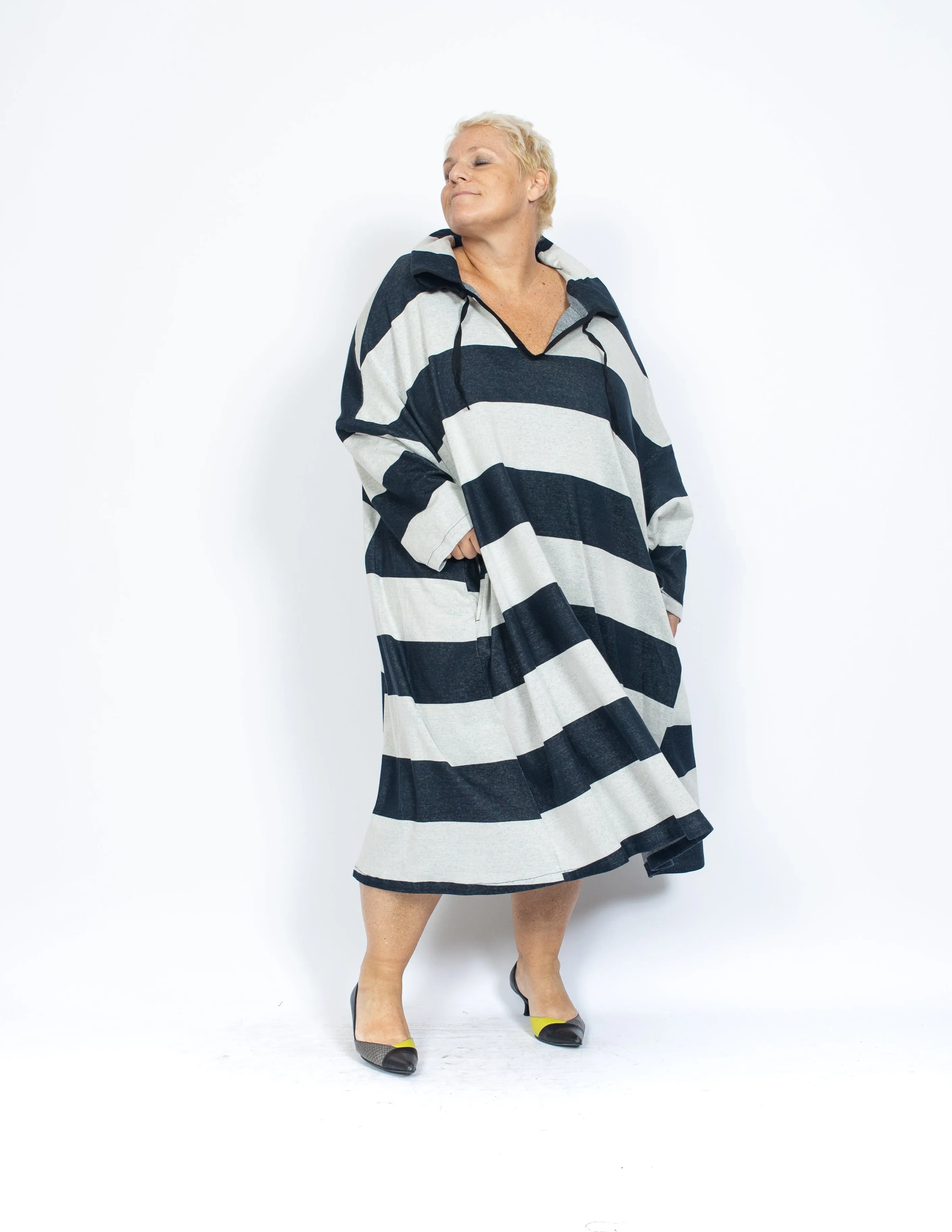 Blue&White Wide Stripes Tunic/Dress