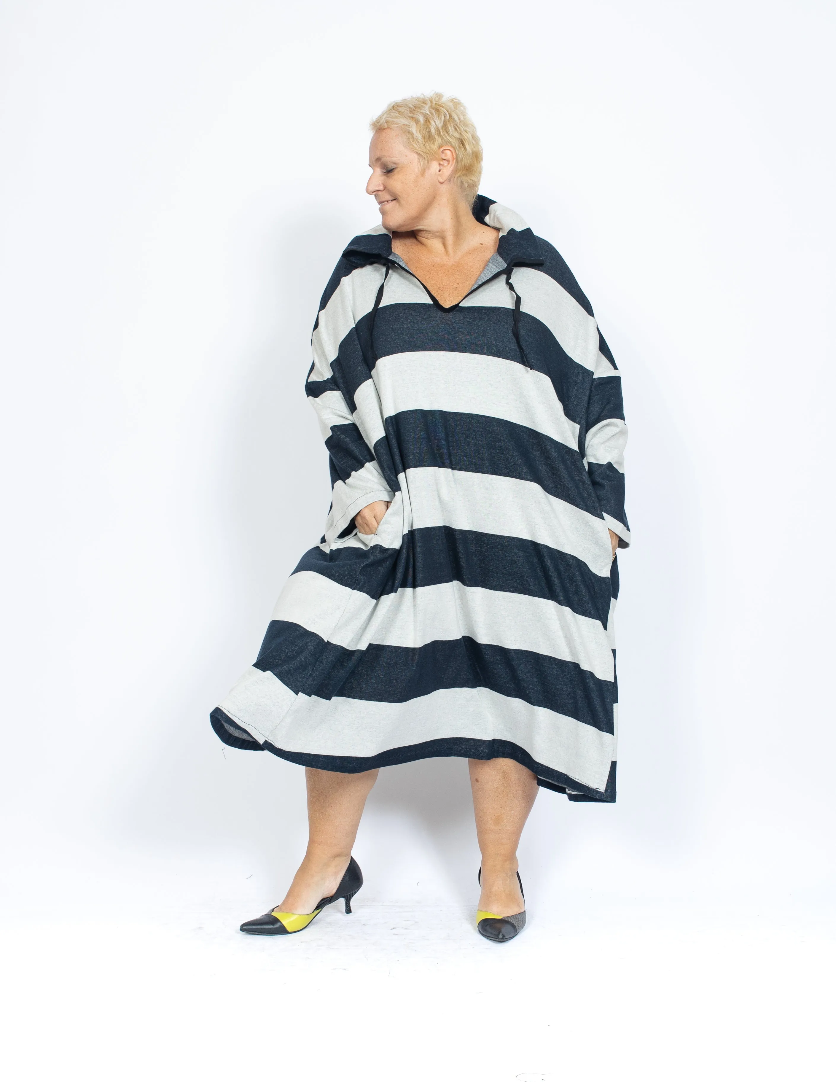 Blue&White Wide Stripes Tunic/Dress