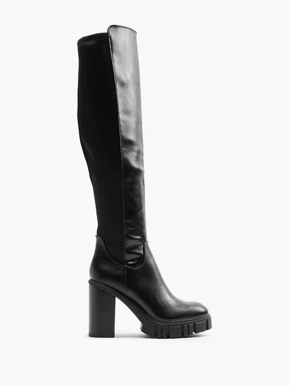 Catwalk  Black Chunky Long Leg Boot