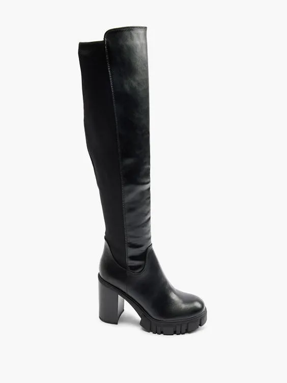 Catwalk  Black Chunky Long Leg Boot