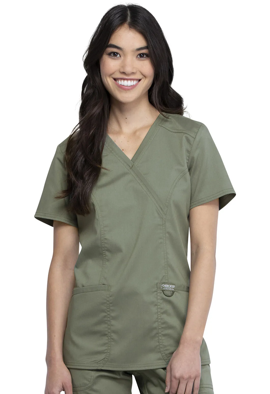 Cherokee Workwear Mock Wrap Top - WW610