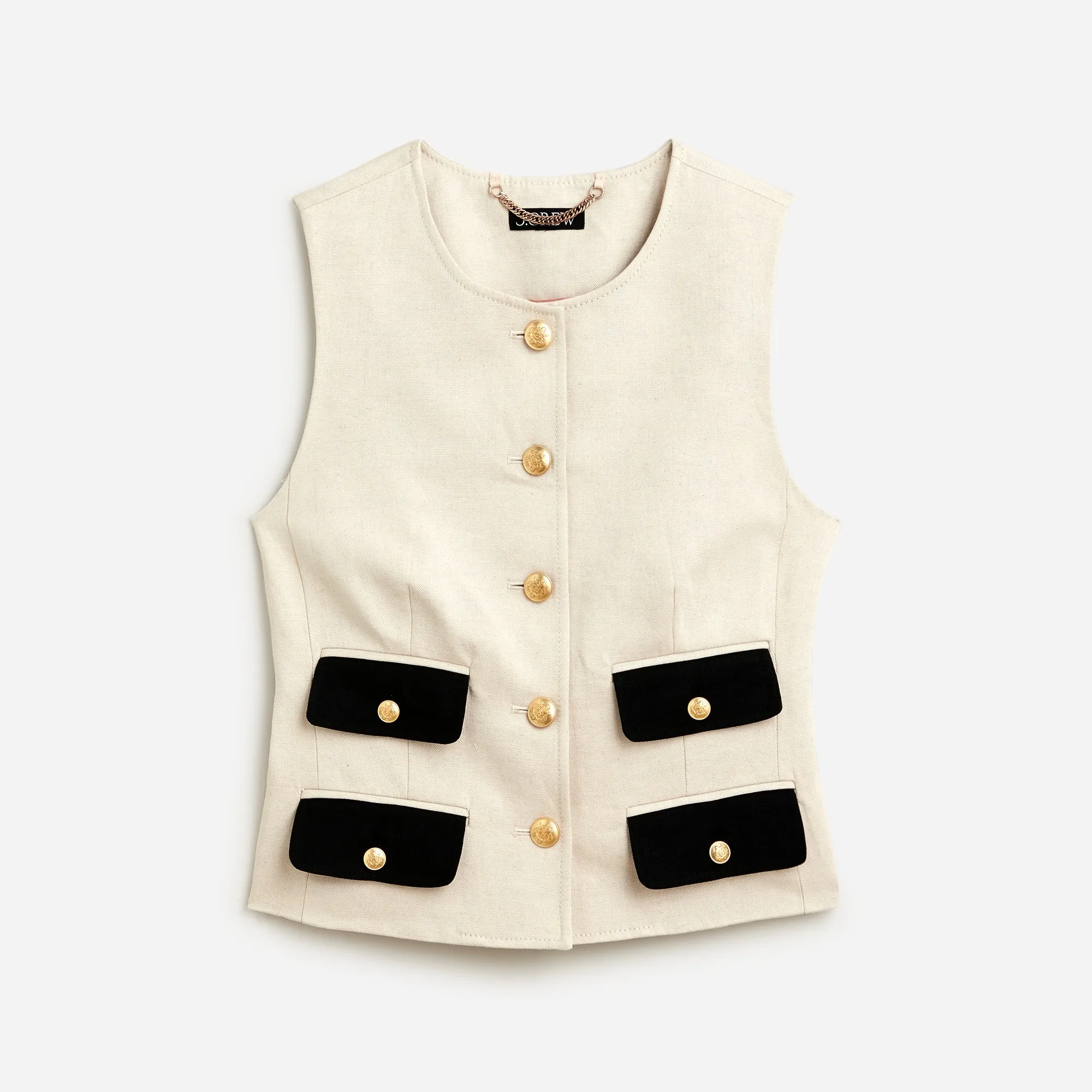 Contrast vest in textured linen blend