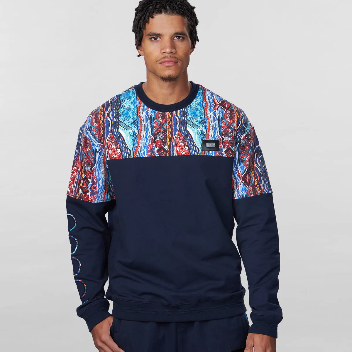 Coogi Blue-Red Fleece Crewneck