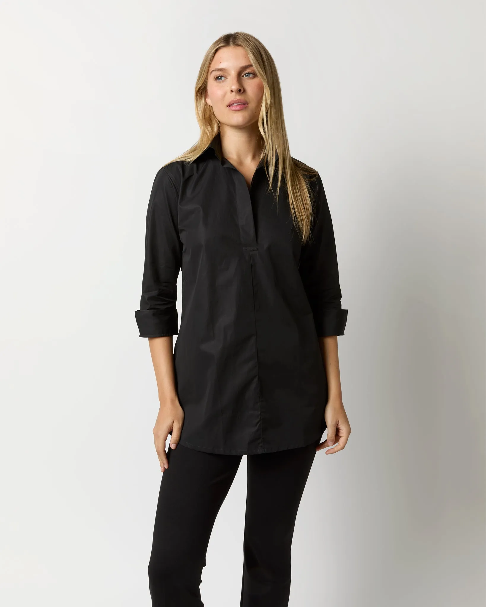 Designer Tunic in Black Poplin