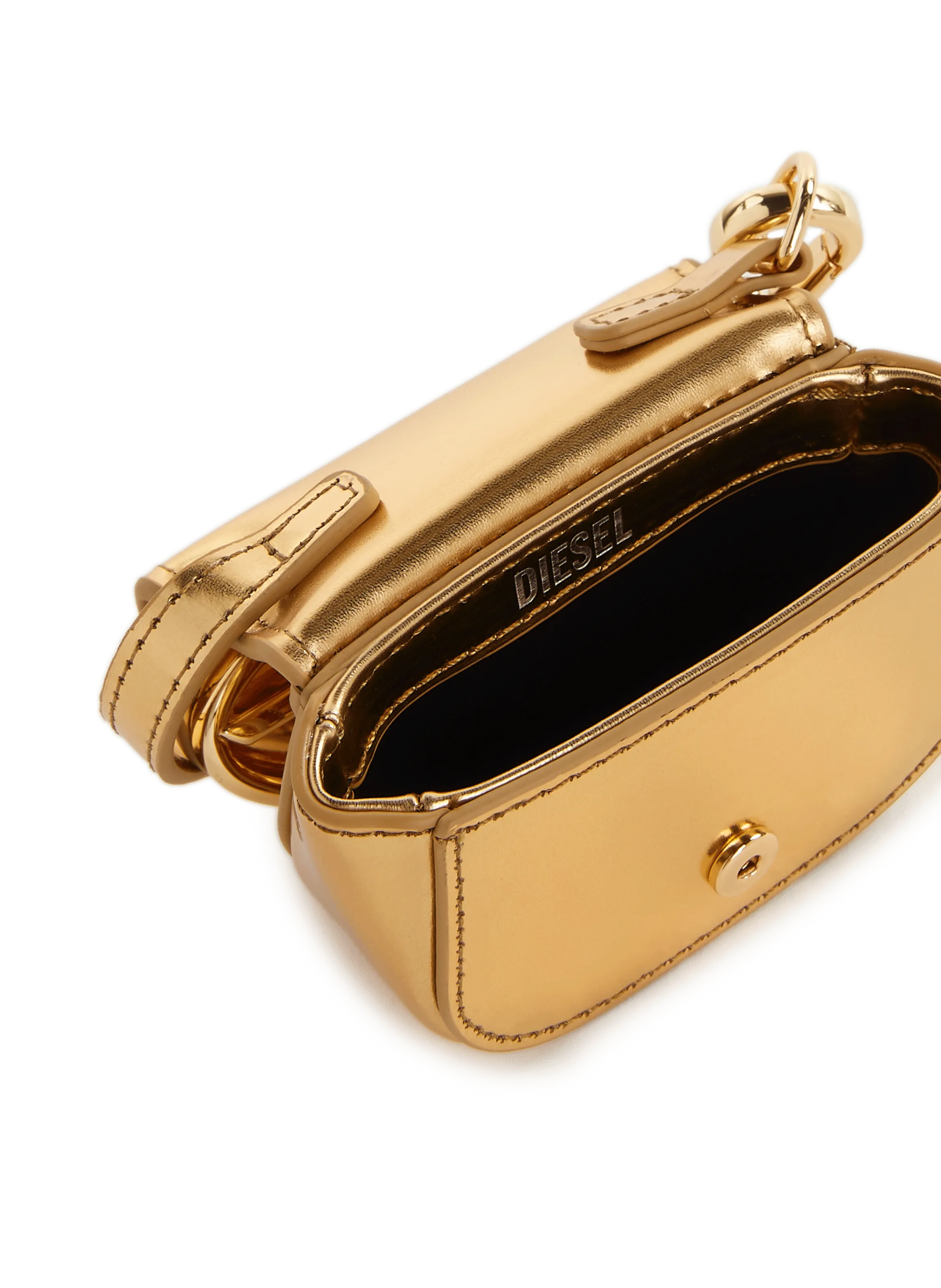 DIESEL  : Metallic leather bag charm - Golden