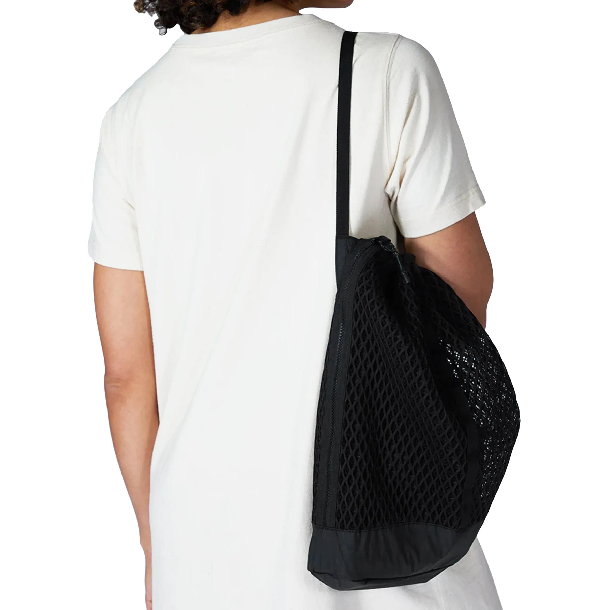 DOUBLE FACE MESH SHOULDER BAG BLACK | Bodega