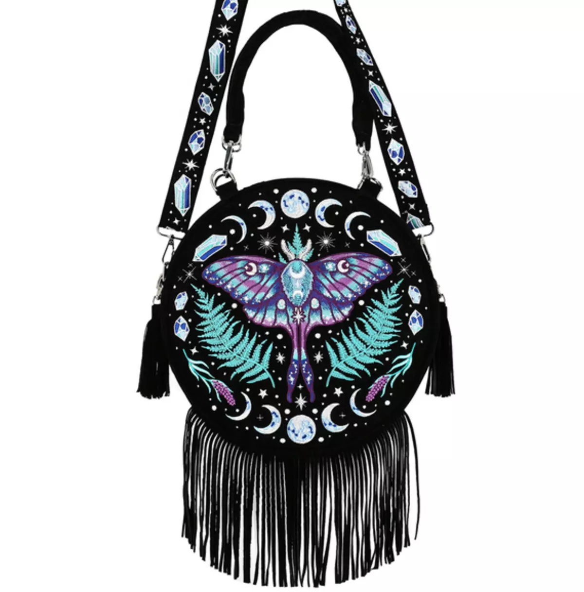 Enchanted Forest Round Shoulder Bag With Tassels