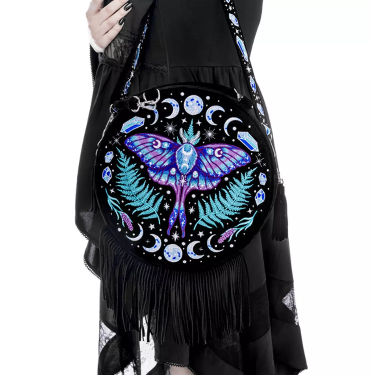 Enchanted Forest Round Shoulder Bag With Tassels