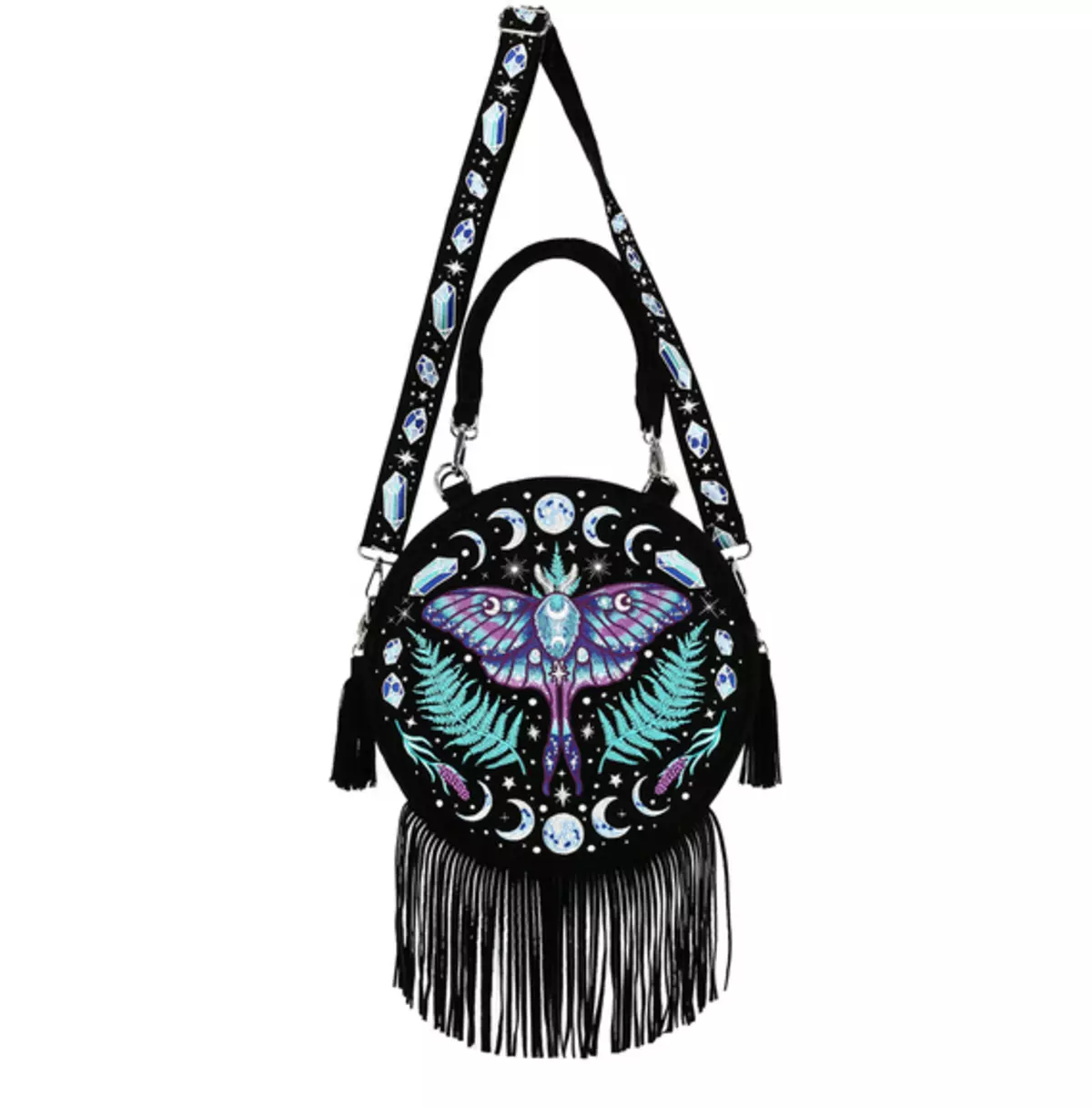 Enchanted Forest Round Shoulder Bag With Tassels