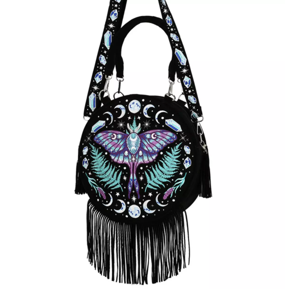 Enchanted Forest Round Shoulder Bag With Tassels