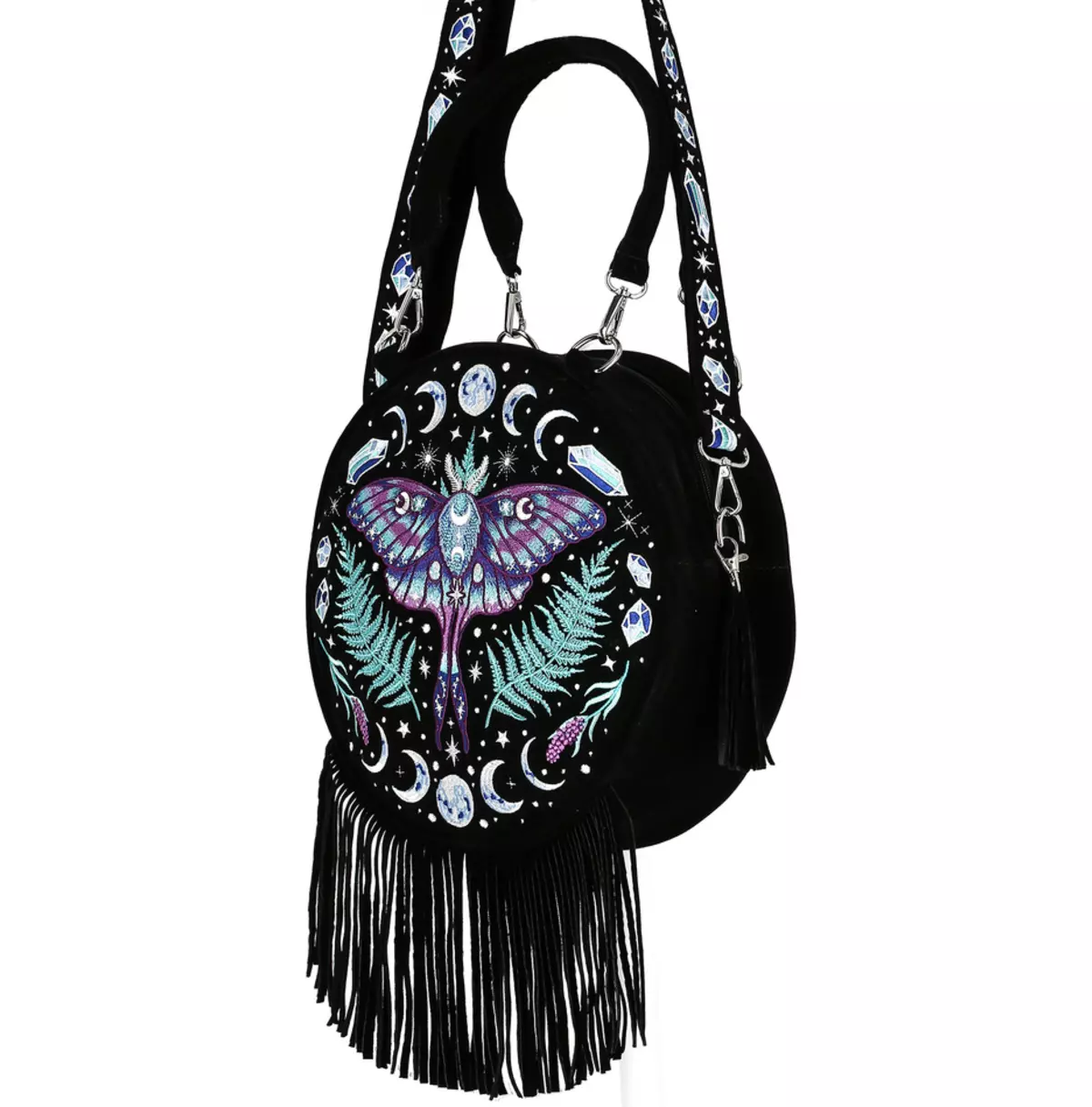 Enchanted Forest Round Shoulder Bag With Tassels