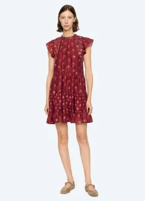 Famke Flutter Sleeve Tunic Dress - Magenta