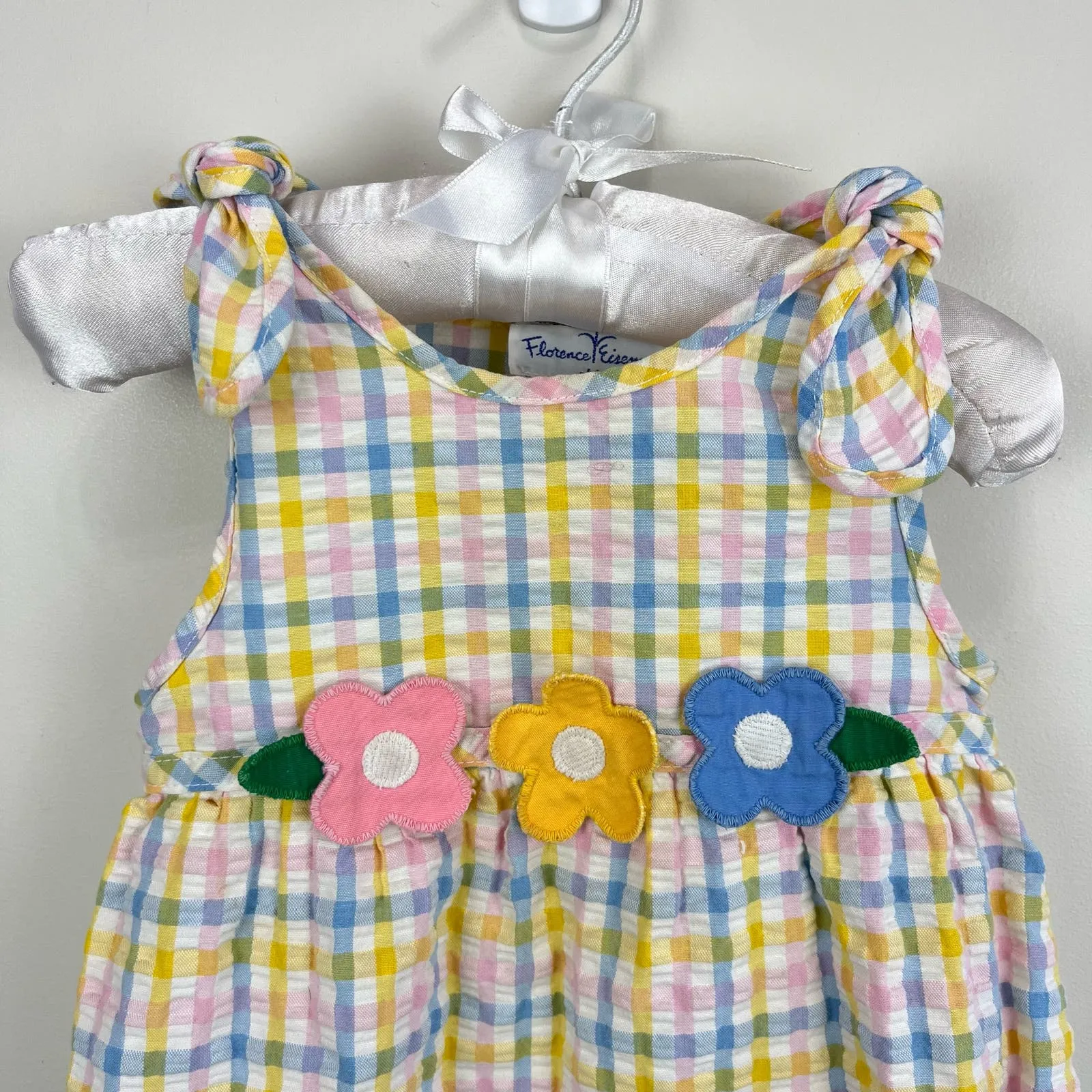 Florence Eiseman Pastel Seersucker Plaid Bubble Romper Medium