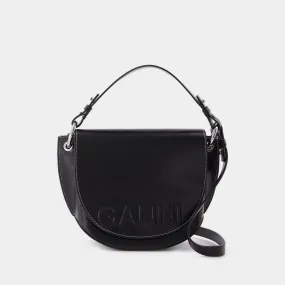 Ganni  Banner Bag in Black Leather