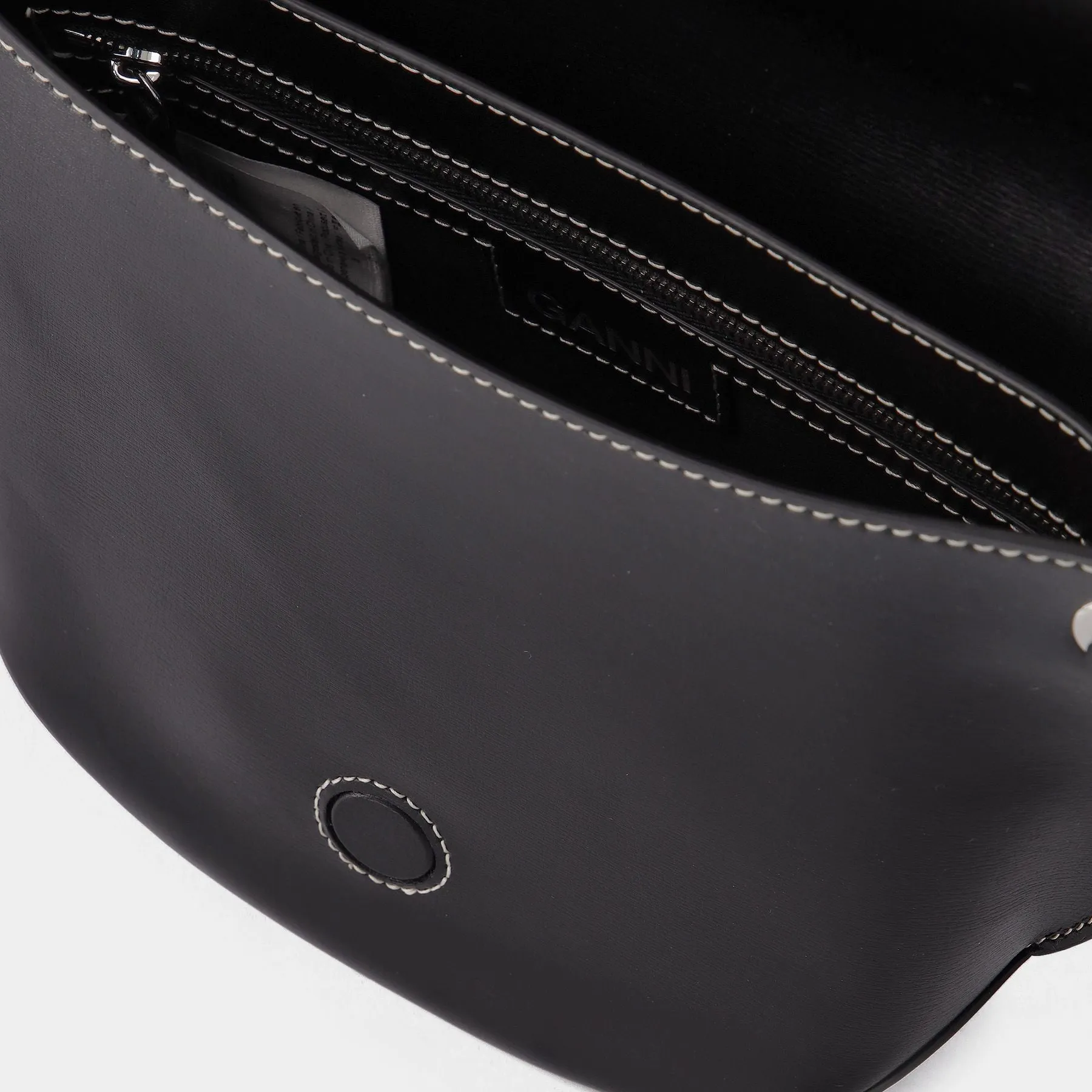 Ganni  Banner Bag in Black Leather