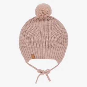 Girls Blush Pink Knitted Pom-Pom Hat