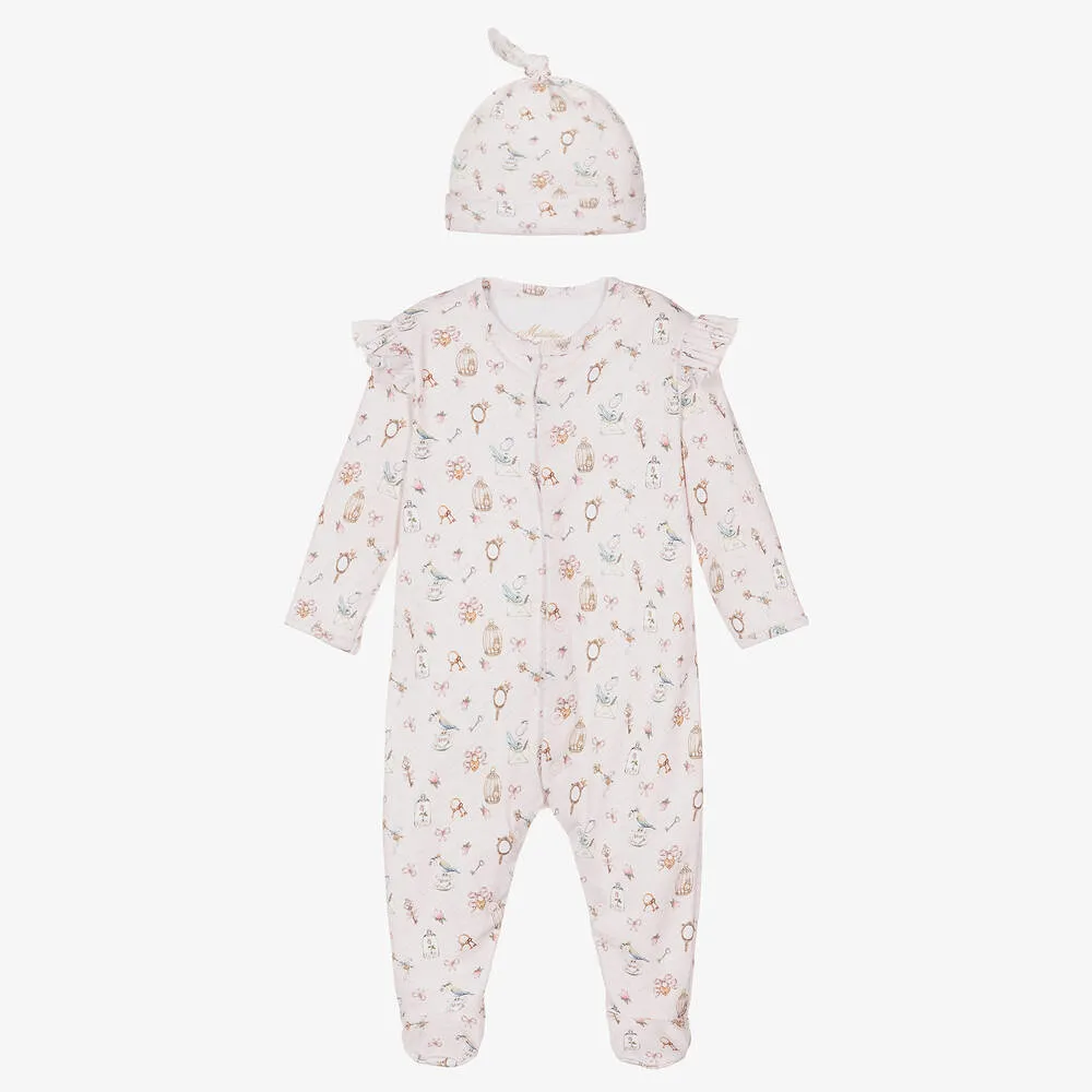 Girls Pink Rosie Babysuit & Hat Set