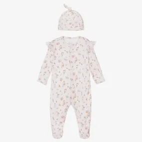 Girls Pink Rosie Babysuit & Hat Set