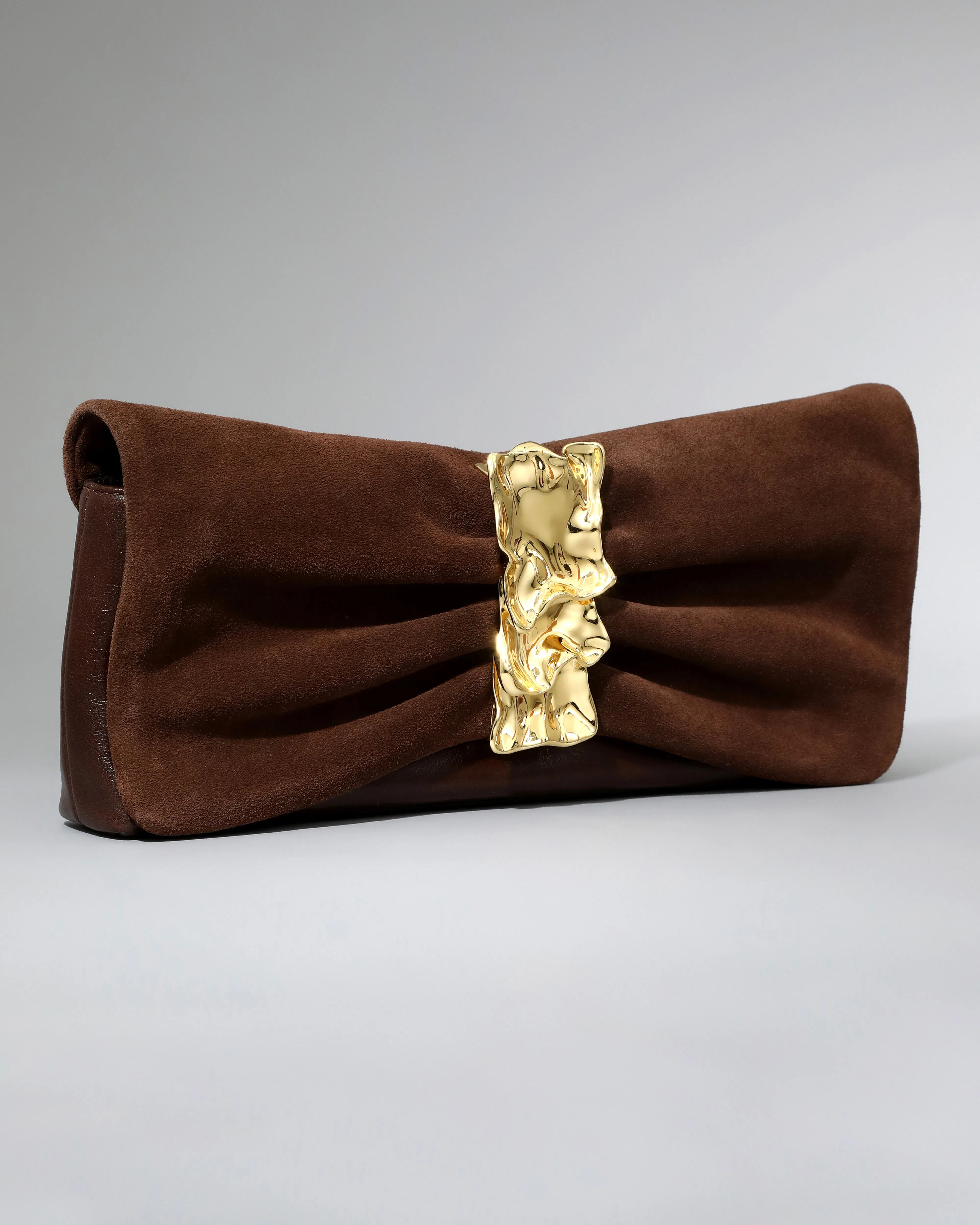 Gold Ribbon Convertible Shoulder Bag- Chocolate