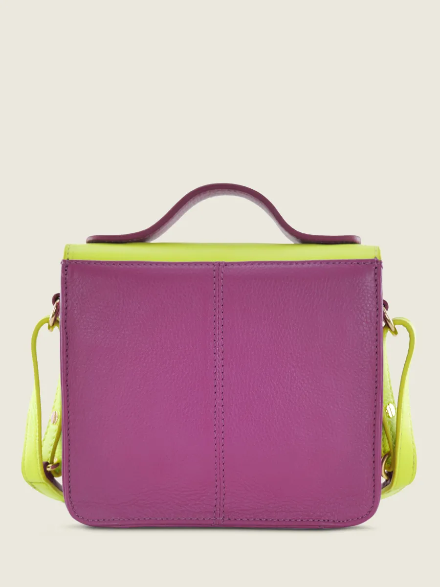 Green and Purple Leather Mini Cross-body Bag for Women - Mademoiselle George XS Sorbet Apple / Blackcurrant | PAUL MARIUS