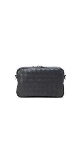 Intrecciato Leather Camera Bag - Black