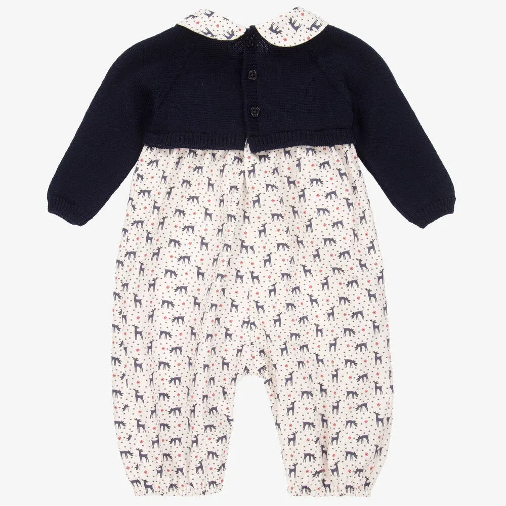 Ivory Cotton Reindeer Romper