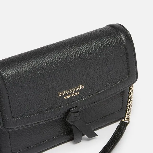 Kate Spade New York Women's Knott Pebbled Flap Cross Body Bag - Black