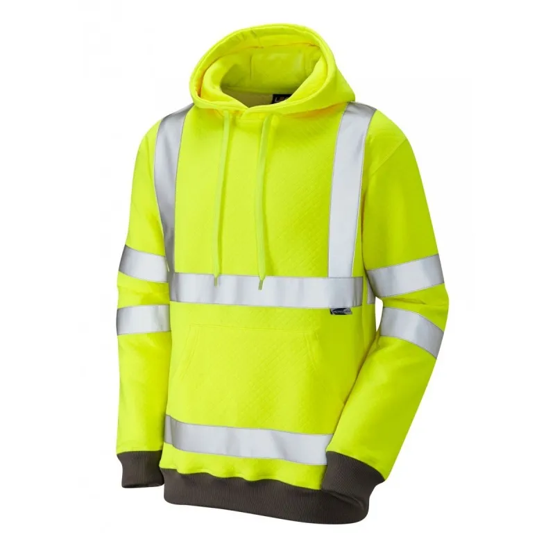 Leo Workwear EcoViz SS04 Goodleigh Hi-Vis Thermal Yellow Sweatshirt