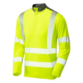 Leo Workwear T13 Watermouth Coolmax Hi-Vis Yellow Sleeved T-Shirt