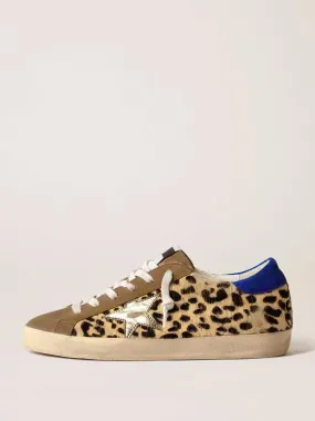 Leopard Skate Sneakers Women Suede Faux Fur Patchwork Star Pattern Lace Up Sneakers