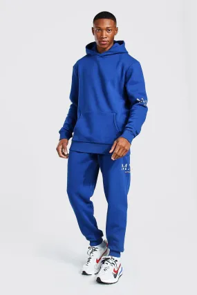 Man Roman Sleeve Print Hooded Tracksuit