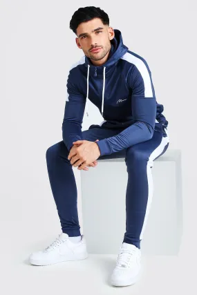 MAN Signature Muscle Fit Panelled Tracksuit