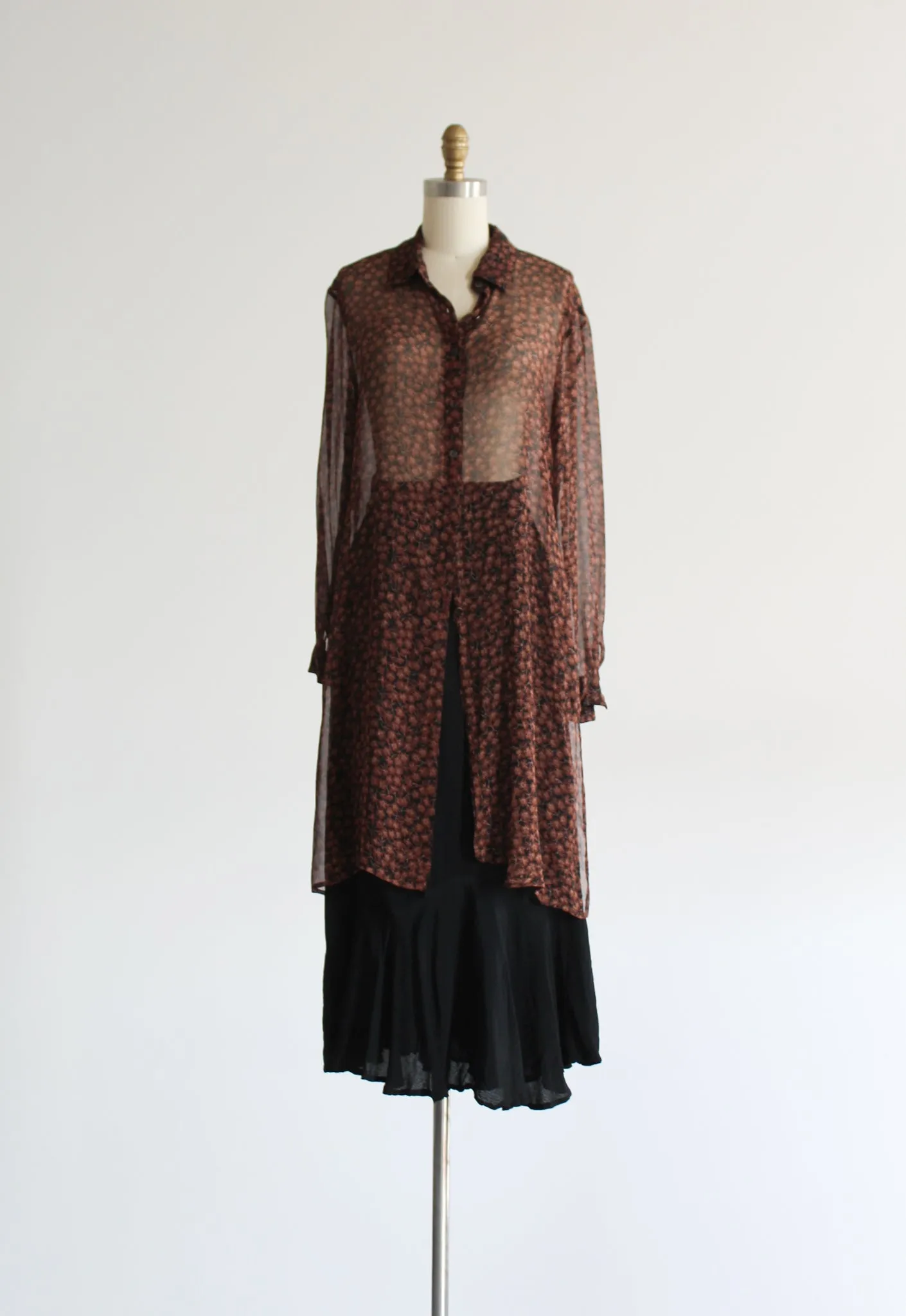 mapleleaf sheer silk tunic