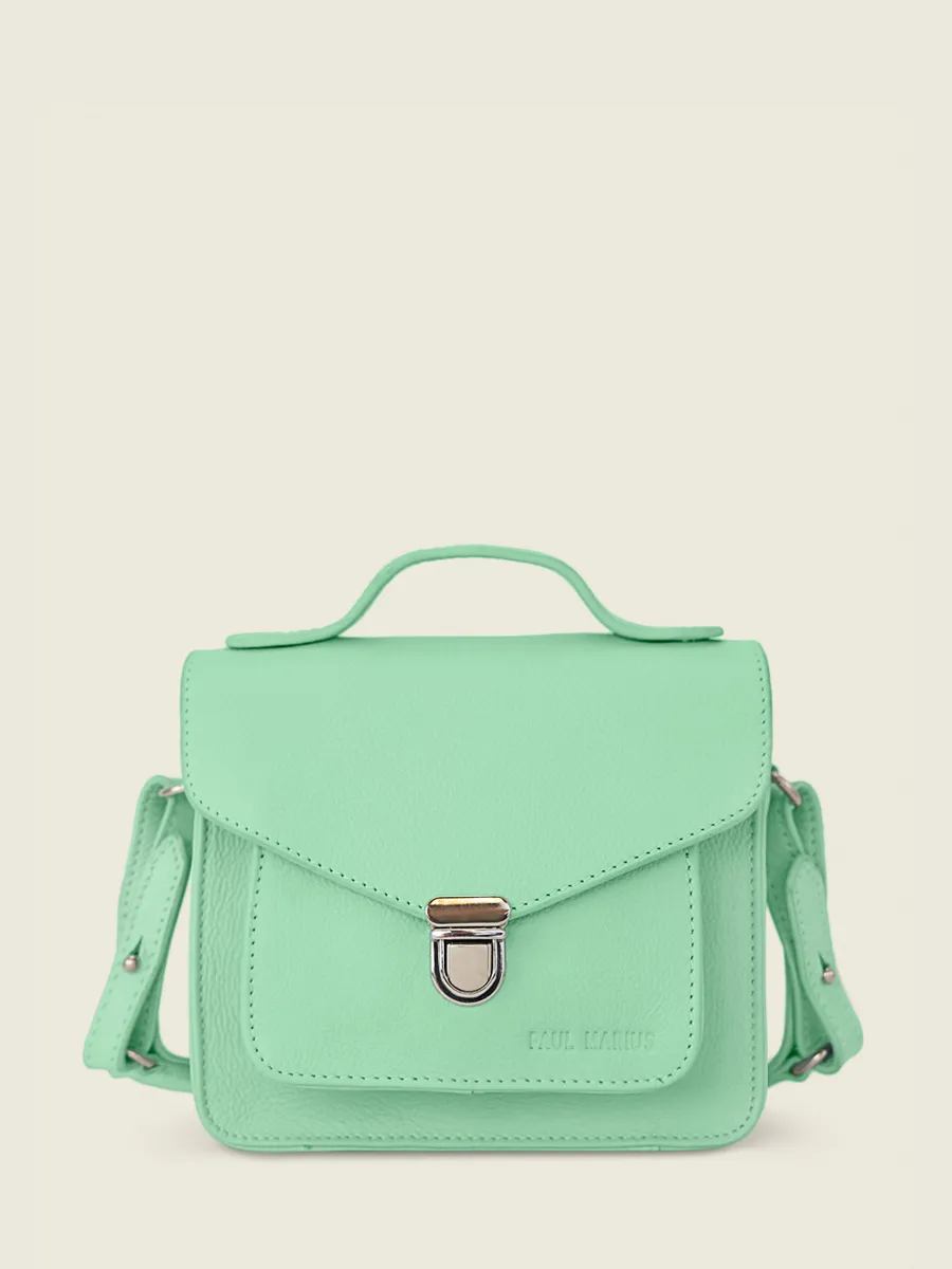 Mini Green Leather Cross-Body Bag for Women - Mademoiselle George XS Pastel Mint | PAUL MARIUS