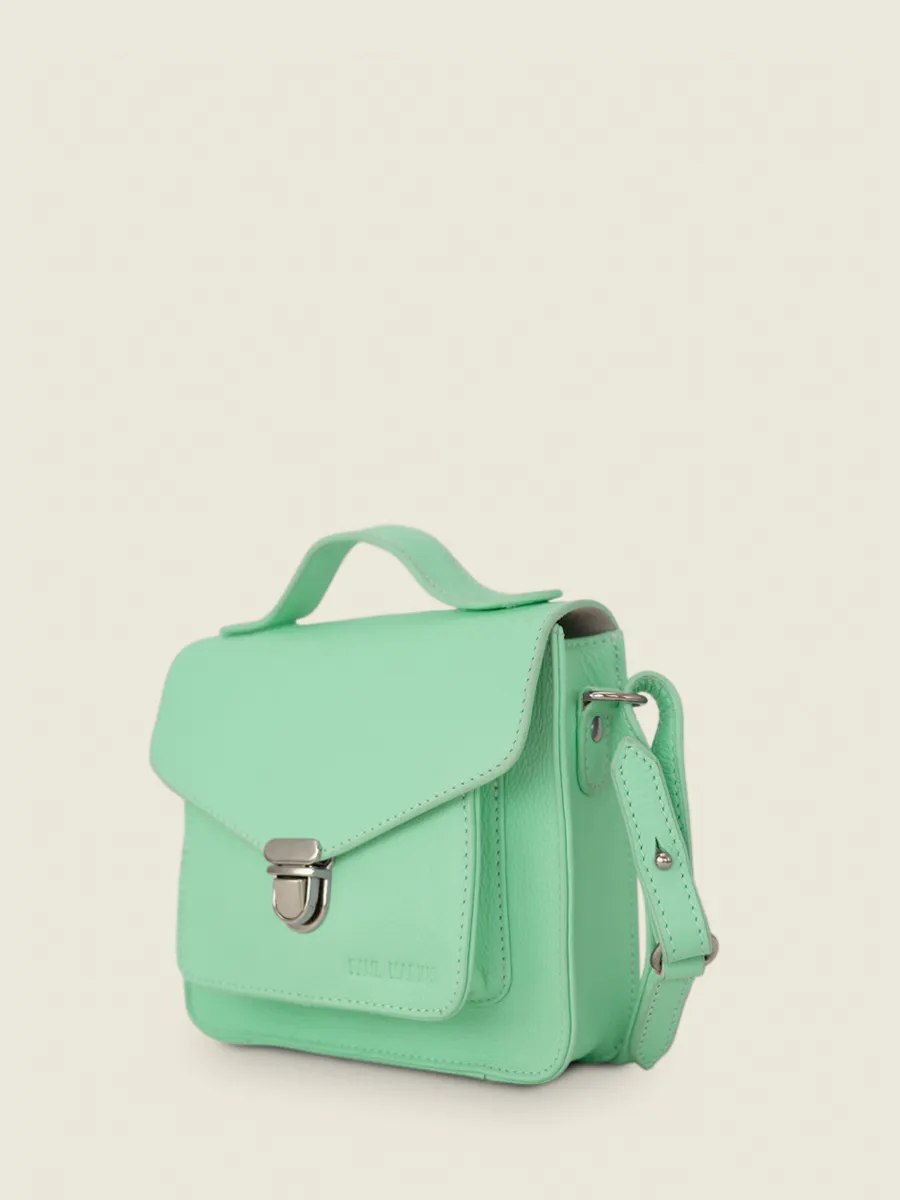 Mini Green Leather Cross-Body Bag for Women - Mademoiselle George XS Pastel Mint | PAUL MARIUS