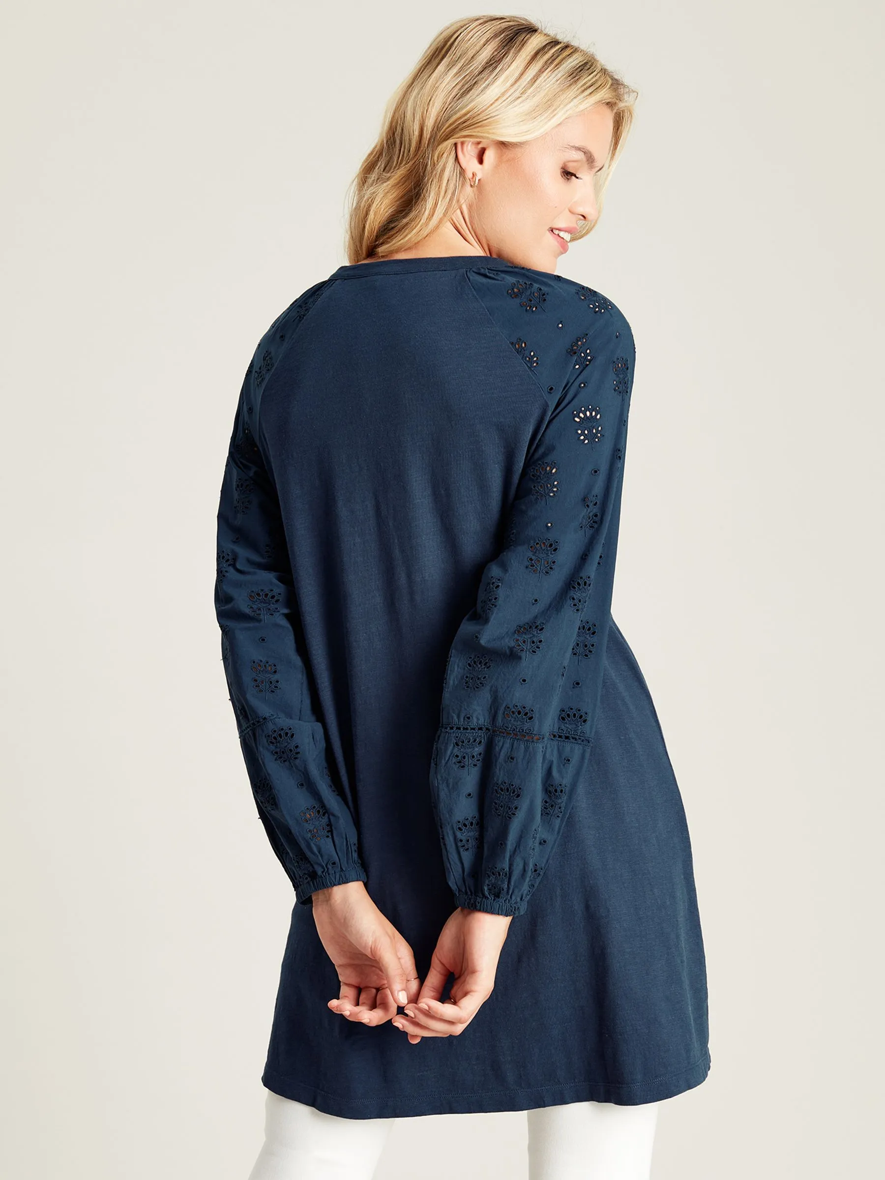 Navy Broderie/Jersey Tunic