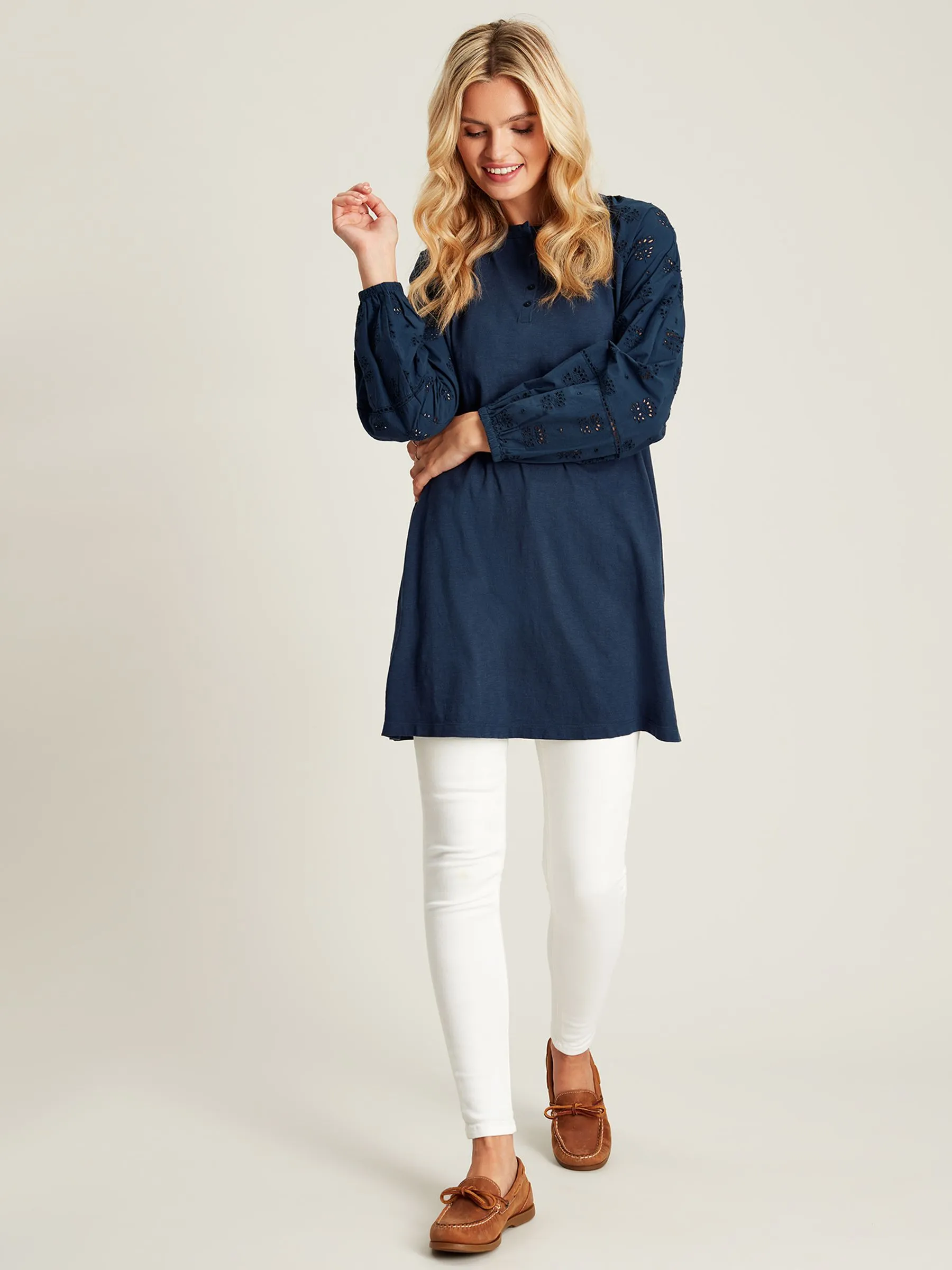 Navy Broderie/Jersey Tunic