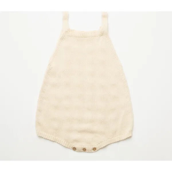 Nellie Quats Dominos Knitted Organic Cotton Romper, Milk