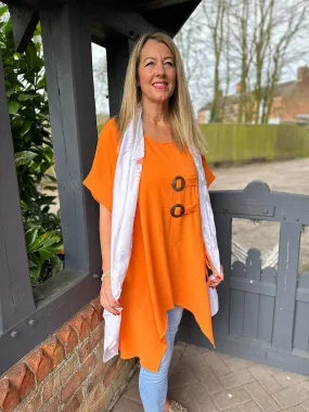 Orange Dipped Hem Crepe Tunic Angie