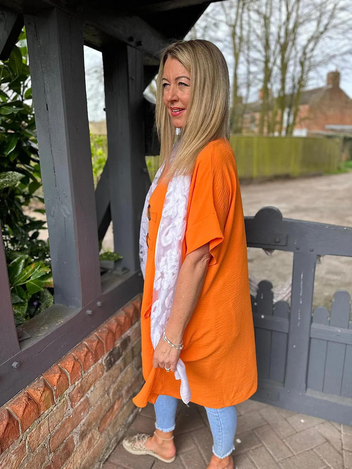 Orange Dipped Hem Crepe Tunic Angie