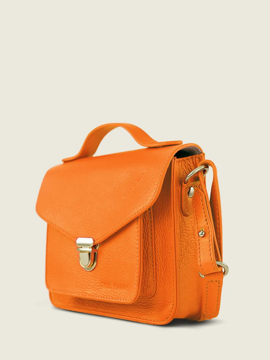 Orange Leather Mini Cross-body Bag for Women - Mademoiselle George XS Sorbet Mango | PAUL MARIUS