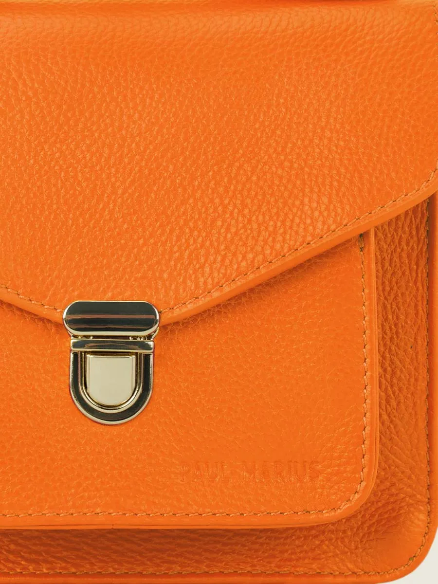 Orange Leather Mini Cross-body Bag for Women - Mademoiselle George XS Sorbet Mango | PAUL MARIUS